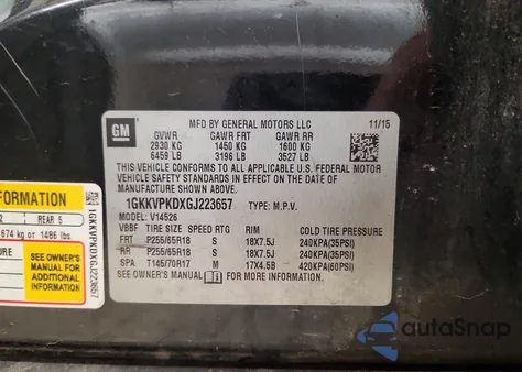 2016 GMC Acadia Sle z USA, uszkodzony, nr VIN 1GKKVPKDXGJ223657